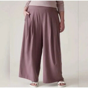 Athleta Brooklyn Heights High Rise Pleated Wide Leg Pants Size 22 Mauve Purple